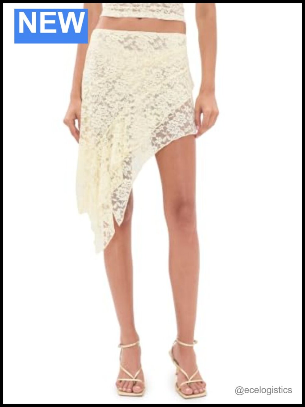 Women's Floral Lace Mini Skirt Asymmetrical Hem Pull-On